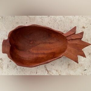 Hand carved pineapple wooden tray bowl